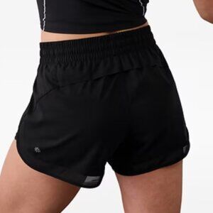 Women's Athleta Mesh Racer Run Mid-Rise Black Shorts